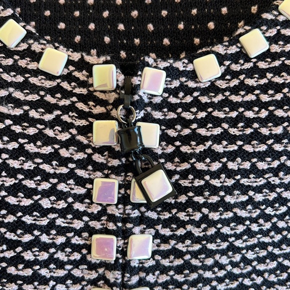 ST. JOHN COLLECTION BY MARIE GRAY STYLISH KNIT ZIPPER BLAZER WITH BEAD DETAILING - Picture 8 of 10